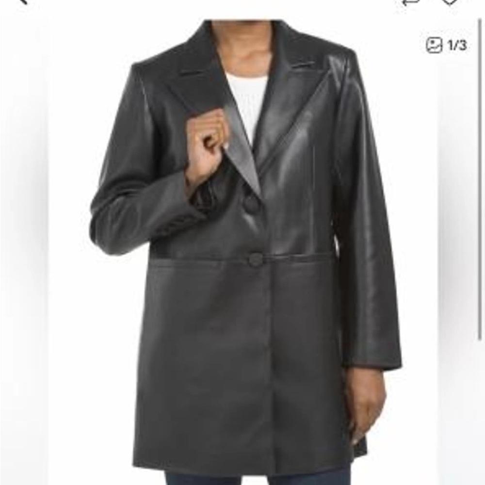 BCBGMAXAZRIA Vegan leather long   Blazer Jacket